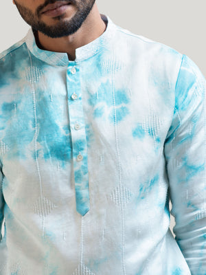 Tie Dye Embroidered Kurta Set image 1