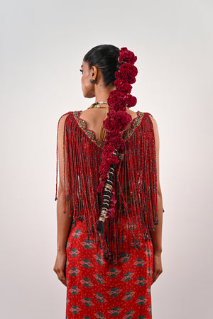 S TASSLE TOP PAIRED WITH PRINTED DHOTI SET image 1