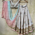 Off-White Floral Embroidery Lehenga Set image 0