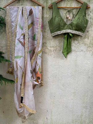 Moss Green Sequin Lehenga Set image 2
