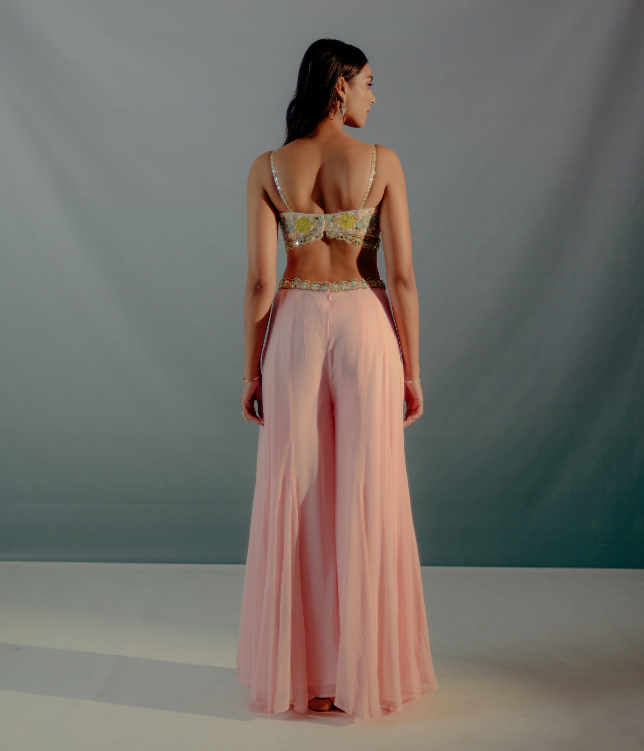 Flamingo Pink Embroidered Pallazo Set image 4