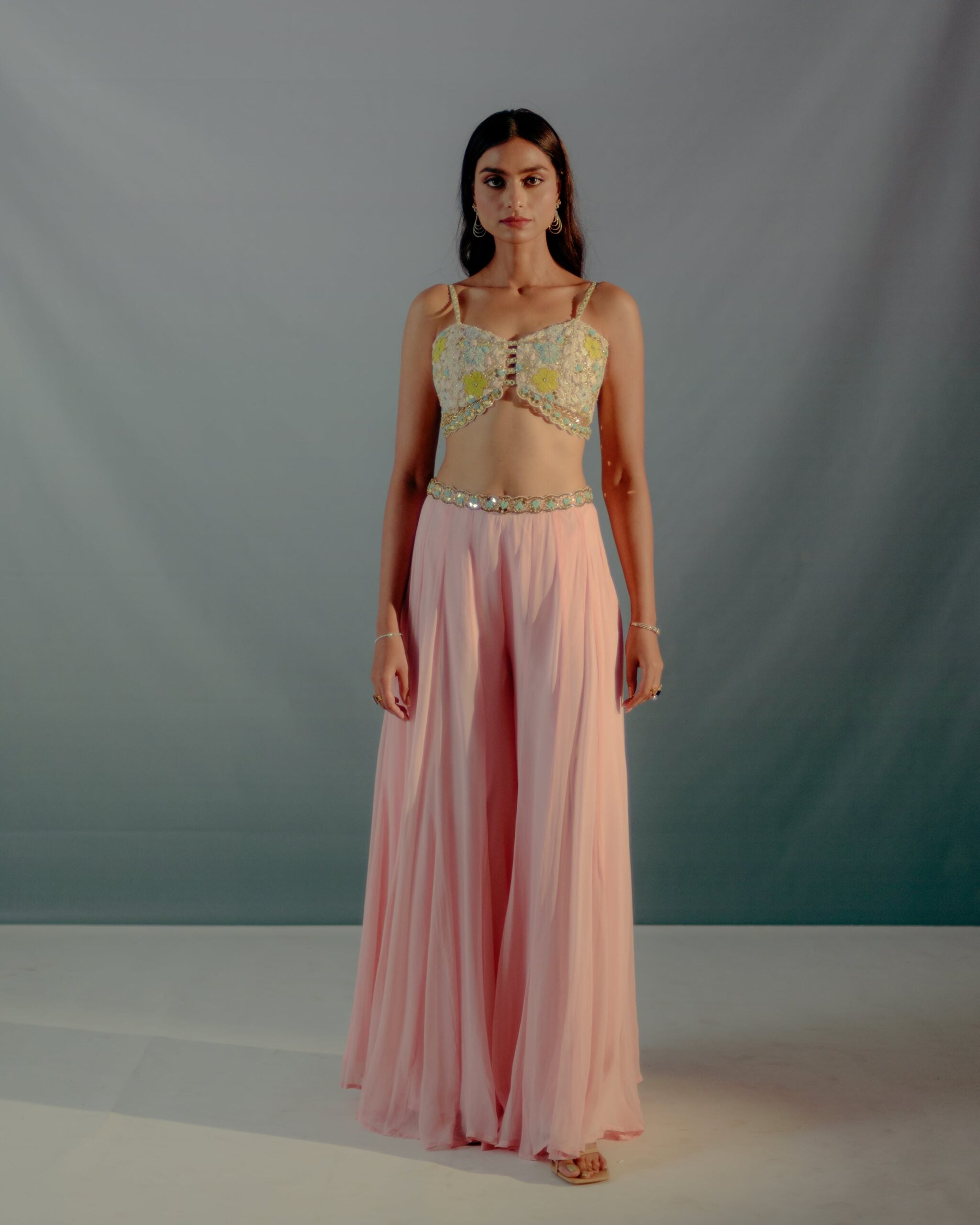 Flamingo Pink Embroidered Pallazo Set image 3