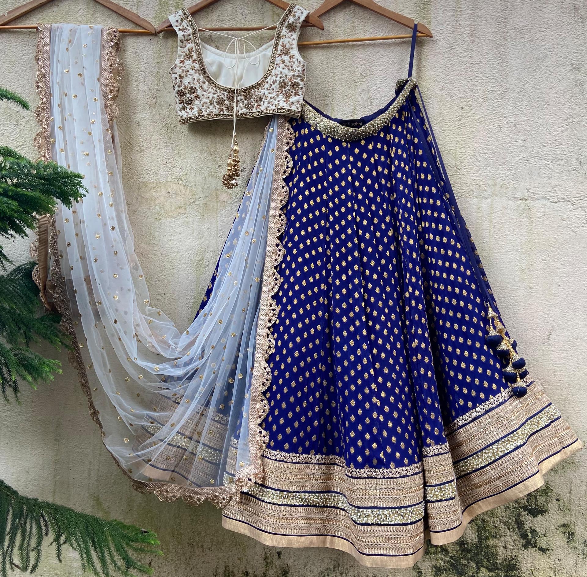 Deep Blue Embroidered Lehenga Set image 2