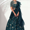 Bottle Green Embroidered Lehenga Set image 0