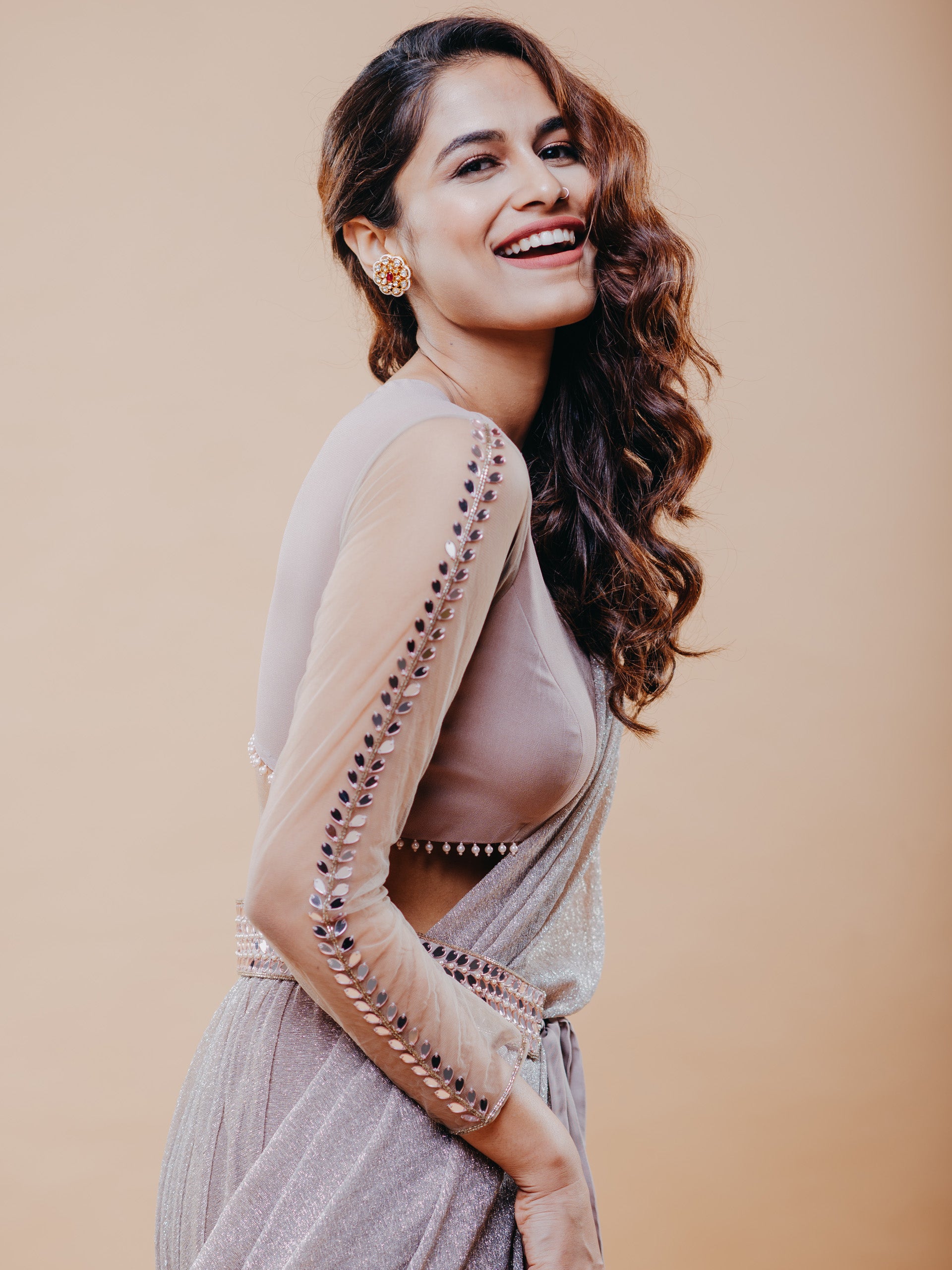 Rose Gold Skirt Saree Set image 1