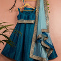 Peacock Blue Lehenga Set With Sky Blue Dupatta image 0