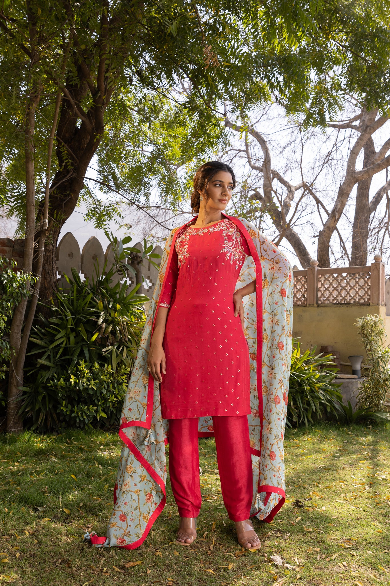 Coral Georgette  Kurta Set - S image