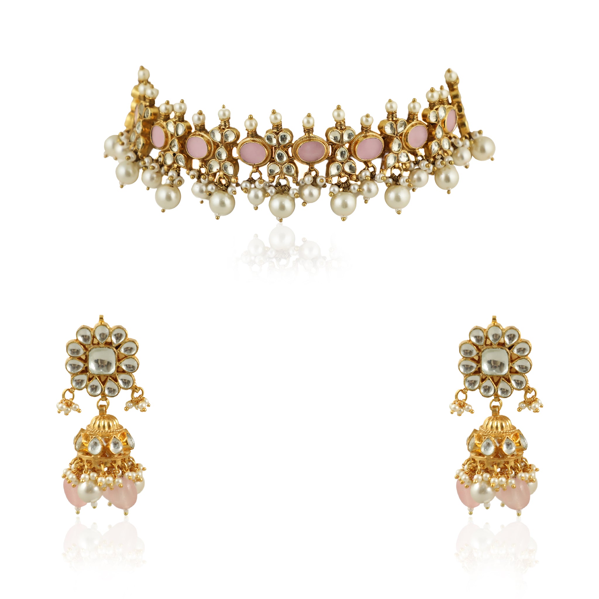 Light Pink Chokers Necklace Set image 0