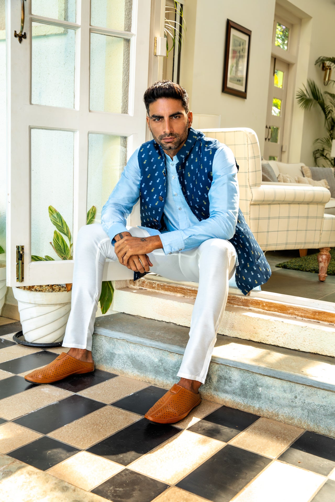 Pineapple Bundi Jacket with Kurta Set image 1