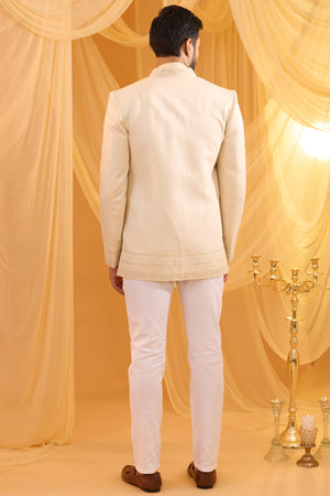 Cream Embroidered Indowestern Set image 4