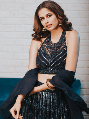Midnight Blue Lehenga Set image 2