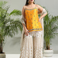 Yellow and Ivory Sharara Set image 0