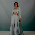 Baby Blue Lucknowi Sequin Saree Set image 0