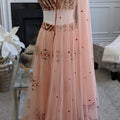 Peach Embroidered Lehenga Set image 0