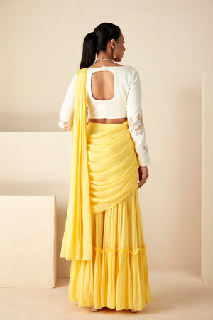 Sweetheart Neckline Sharara Saree Set image 1