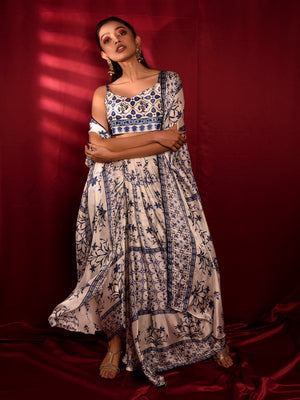 Dhoti Skirt Set In Moroccan Print - XL image