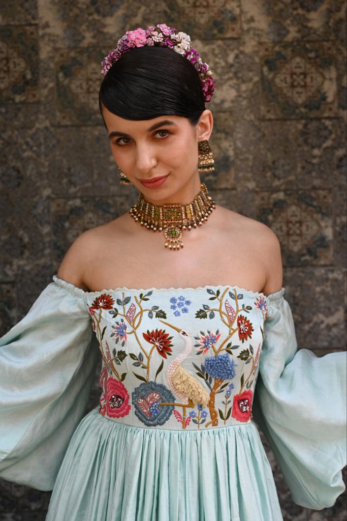 Powder Blue off Shoulder Gown image 1