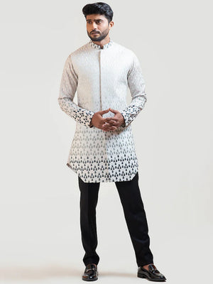 Grey Gradient Achkan Kurta Set - M image