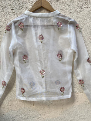 Ivory Raw Silk Lehenga with Jacket image 5