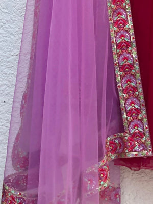 Purple Multi Sequins Lehenga Set image 2