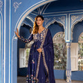 Navy Embroidered Anarkali Set image 0
