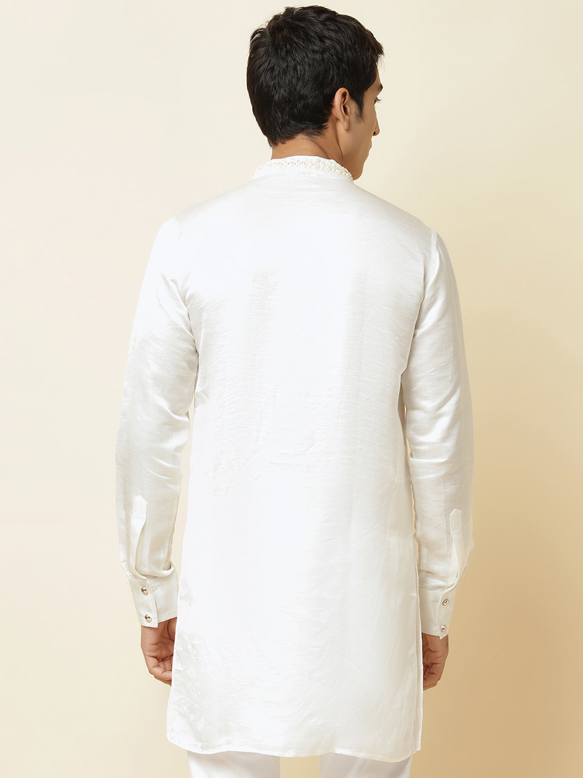 White Satin Kurta image 3
