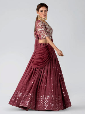 Pre Drape Mauve Lehenga Set image 1