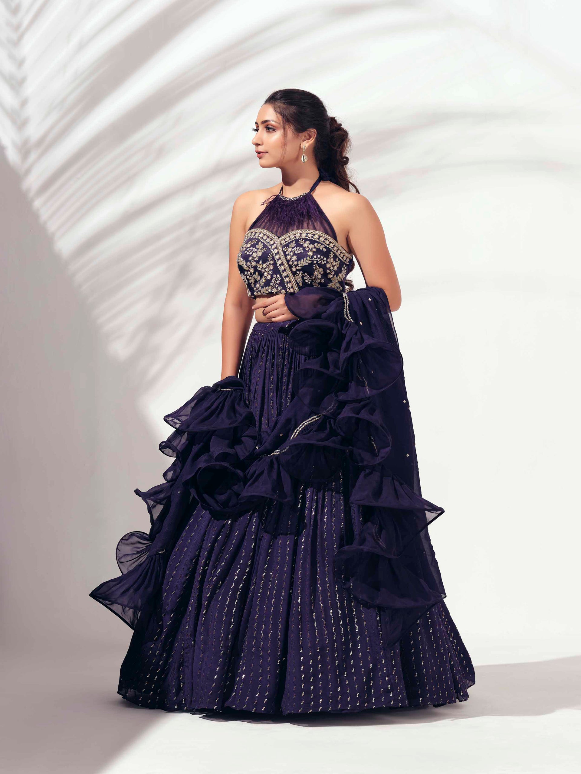 Purple Lehenga Paired With Blouse And Dupatta image 2