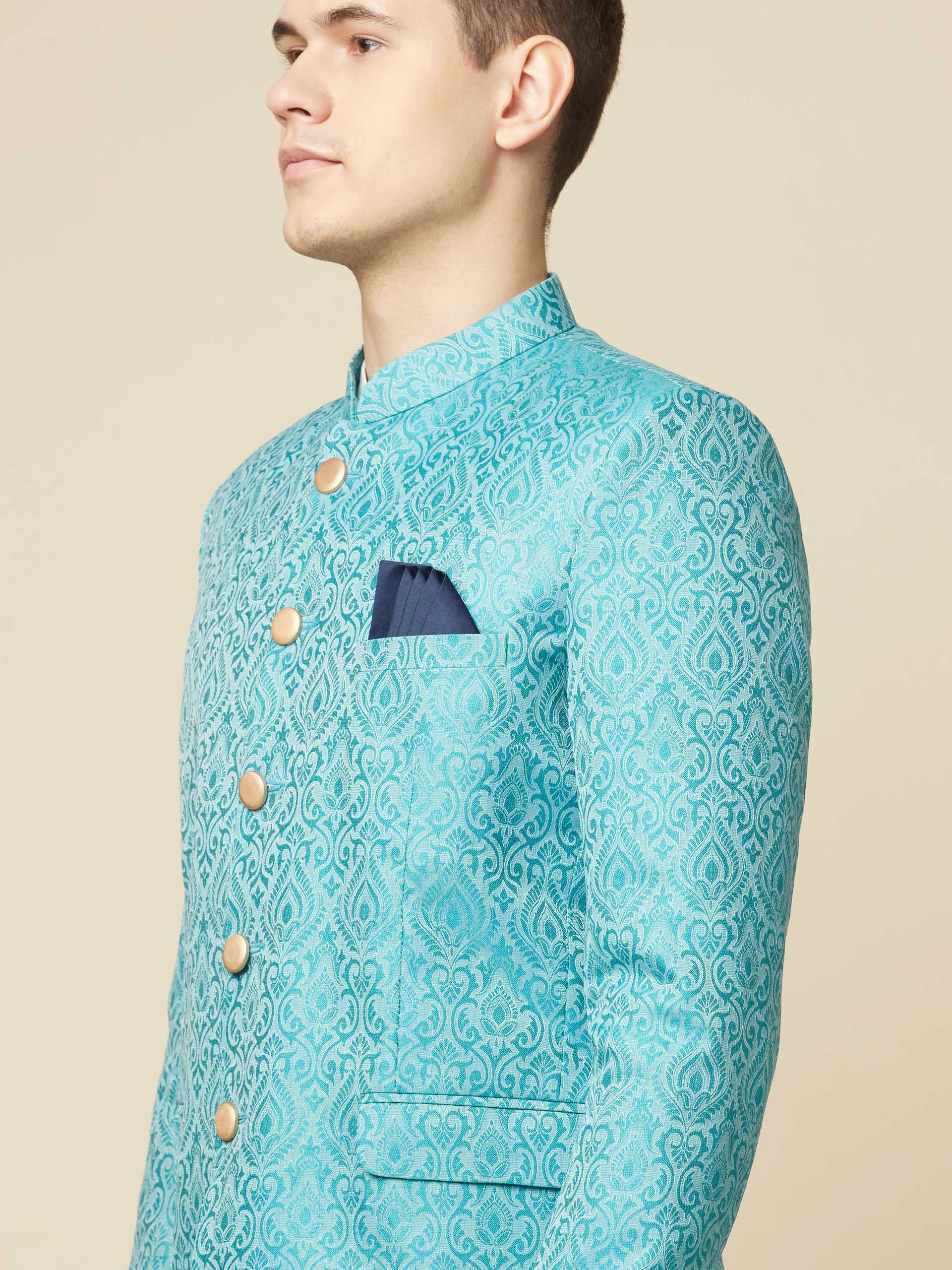 Turquoise Jodhpuri Jacket image 5