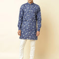 Blue Floral Print Kurta image 0