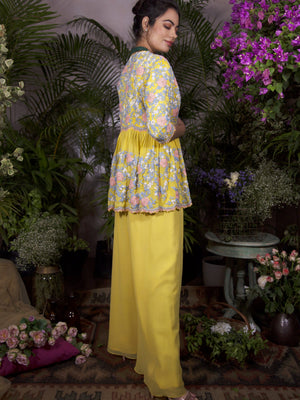 Yellow Indo Western Saree image 4