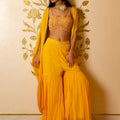 Yellow Sharara Set With Shrug image 0