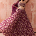 Wine Floral Print Co-Ord Lehenga Set image 0