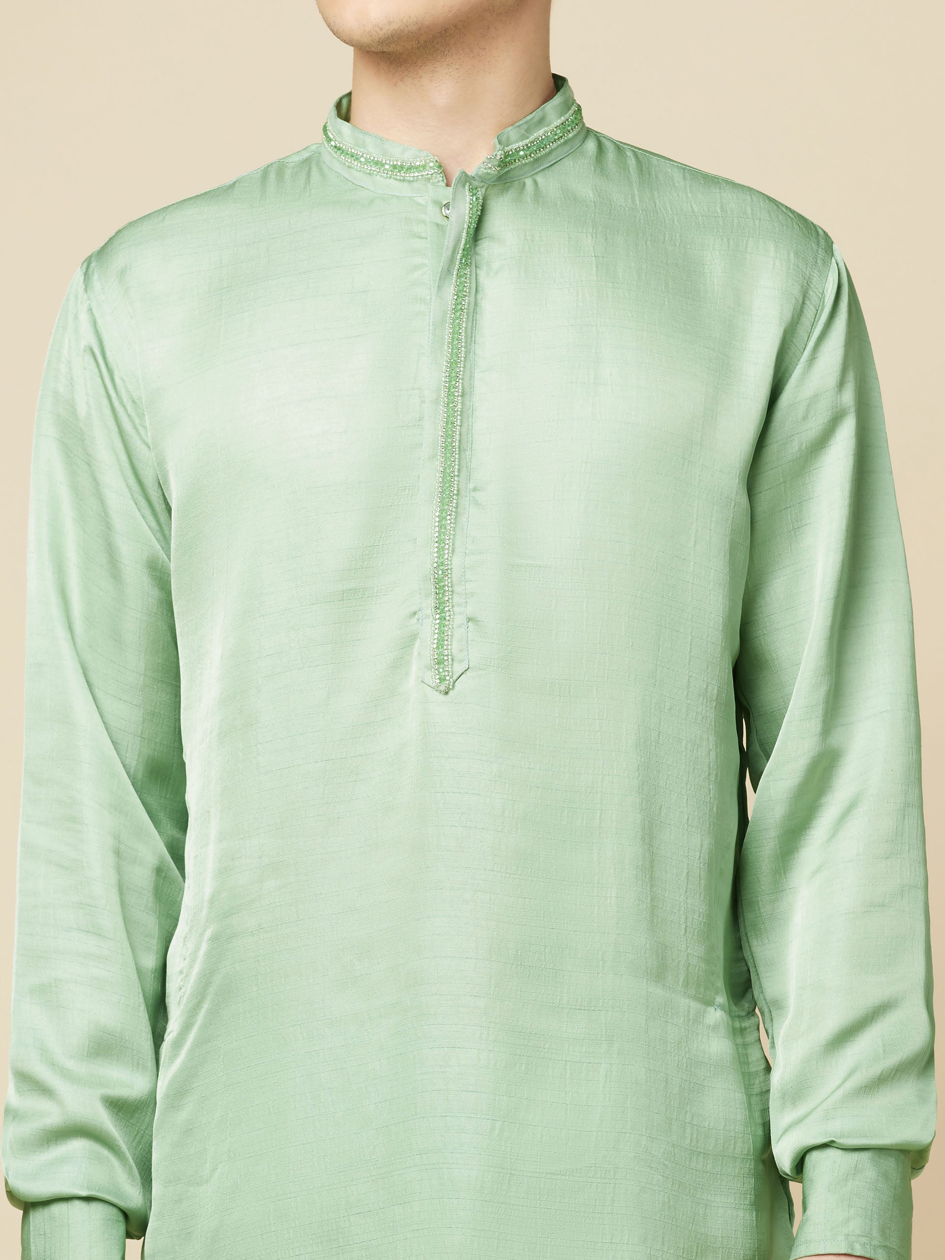 Mint Green Art Silk Kurta image 3