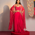 Hot Pink Printed And Embroidered Cape & Skirt Set image 0