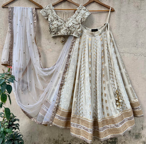 Ivory Multipanel Embroidered Lehenga Set - S image