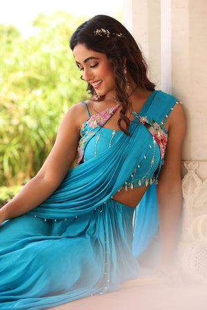 Pearl Detail Drape Saree image 4