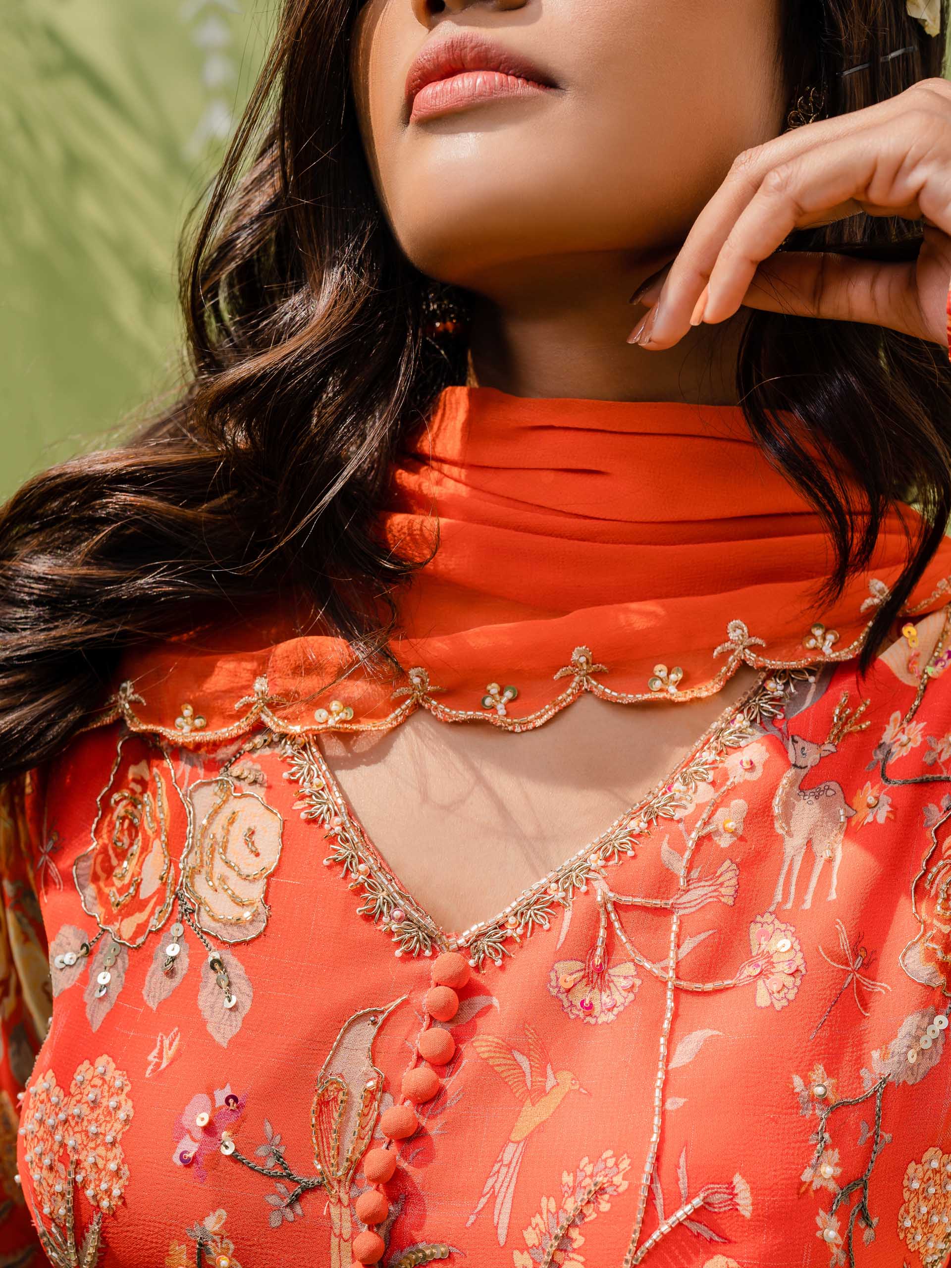 Rust Orange Garden Anarkali Set image 5