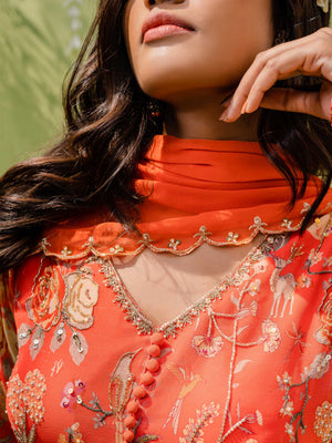 Rust Orange Garden Anarkali Set image 5