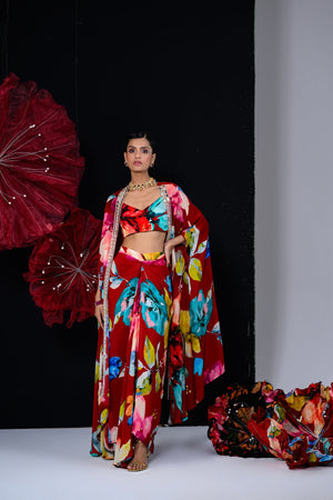 Our Peony Dhoti Skirt Set Printed Bralette - XL image