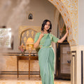 Sage Green Pre-Draped Georgette Saree image 0