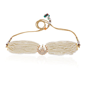 Half Moon White Pearl Jadtar Choker Necklace image 2