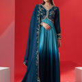 Teal Ombre Sequin Anarkali Set image 0