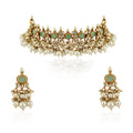 22KT Gold Plated Jadtar Stone Necklace Set image 0