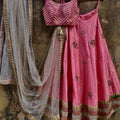 Peach Chevron Zardozi Work Lehenga image 0