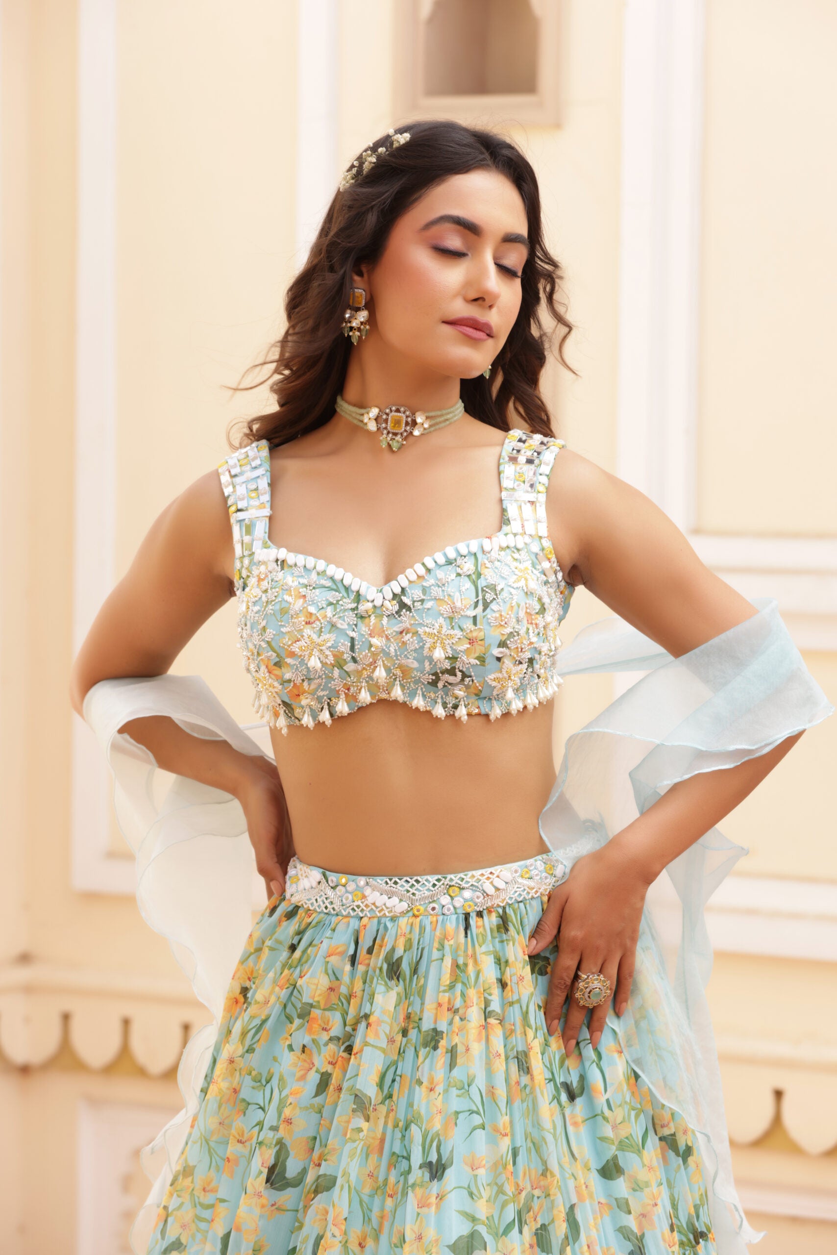 Three Tier Embroidered Lehenga image 3