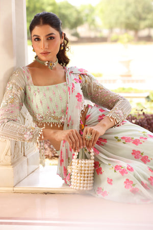 Floral Printed Pre-Drape Saree image 19