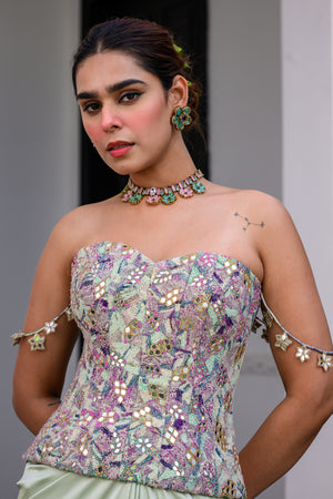 Eden Textudawn Corset With Mirror Work Paidawn With Dhoti Skirt image 4