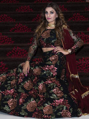 Black Sequins Lehenga Set With Tassel Dupatta image 2