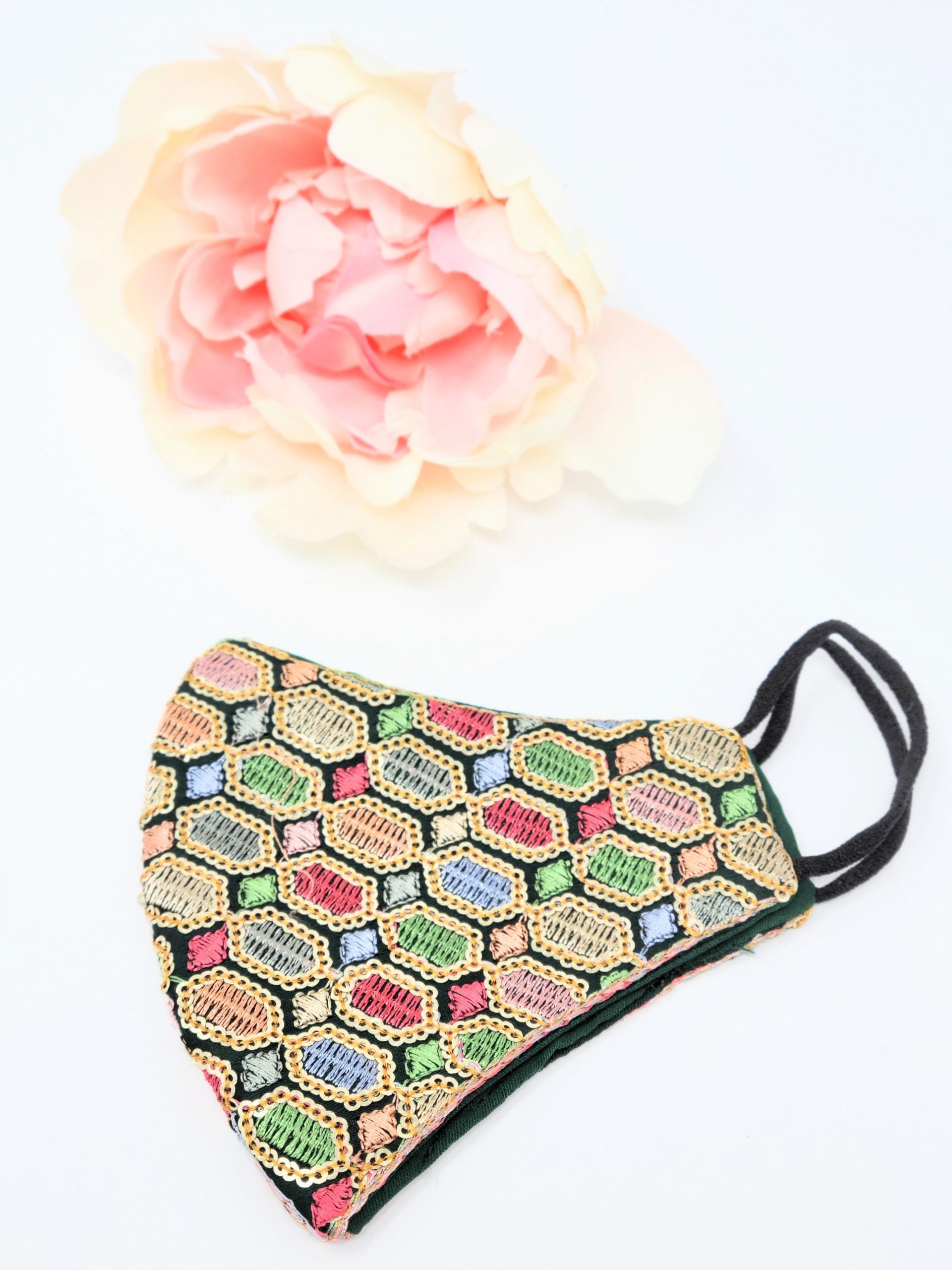 Green Mosaic Embroidered Mask image 0